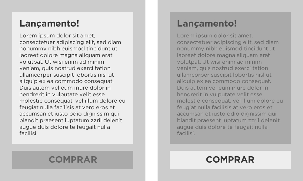 Duas tabelas mostrando o exemplo de como o contraste chama a atenção do usuário